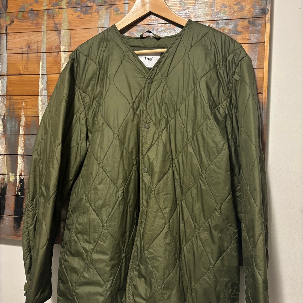 TNA Forest Green Quilted Shirt Jacket